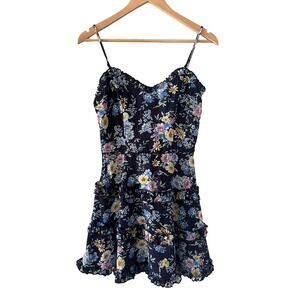 Francesca's Trixxi Women's Small Floral Dress Navy Pink Mini Dress